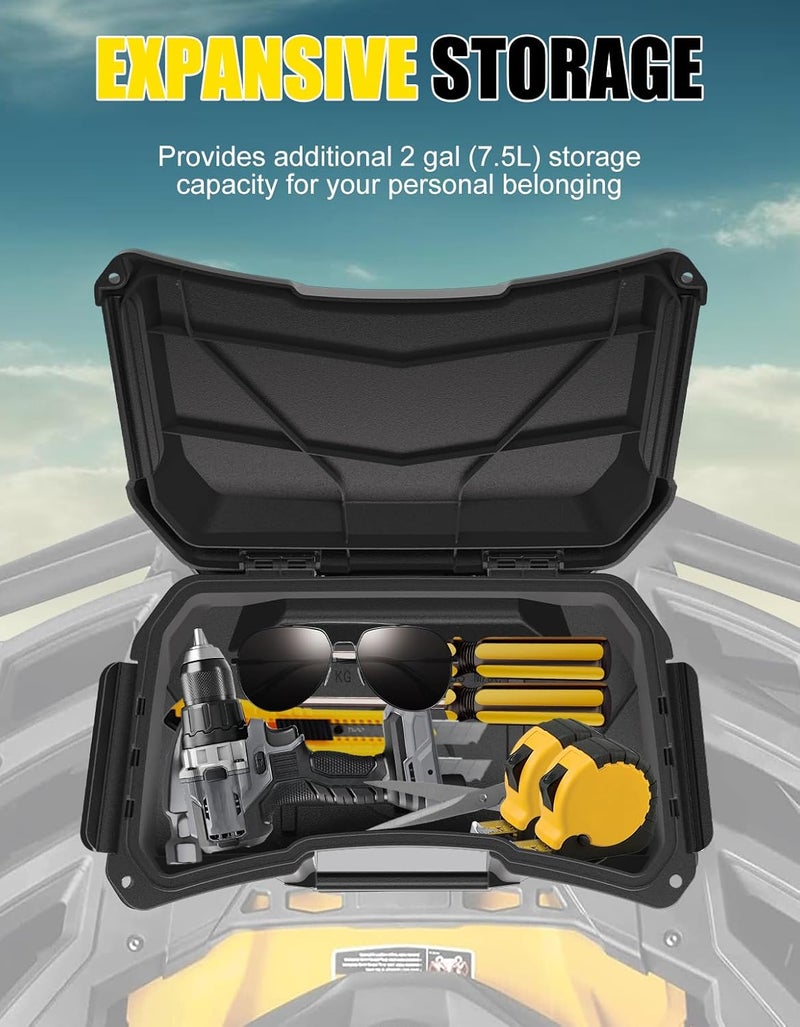 XATVXUTV Removable Cargo Storage Box for Can Am Outlander, 2 GAL(7.5L) Front Rear Storage Bin Waterproof Back Seat Rack Box for Can-Am Outlander L MAX 6X6 Accessories, ATV Replace OEM #708200408 - Image 3